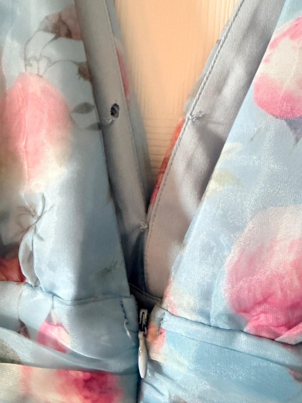 Lulus Garden Romance Light Blue Floral Print Organza Maxi Dress - Size XL - Picture 4 of 6